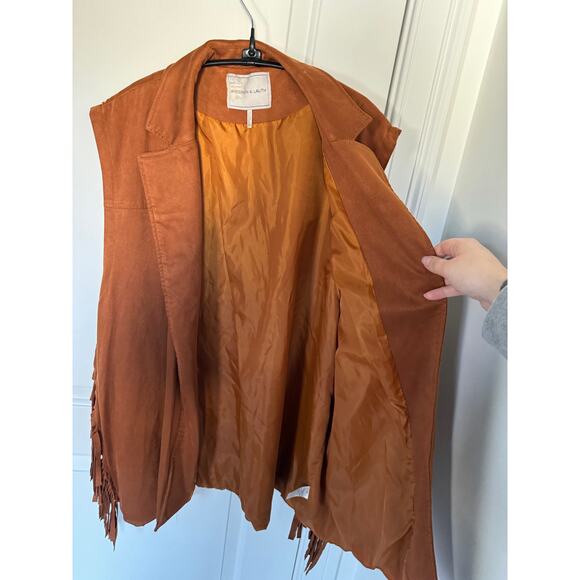 Anthropologie Andersen & Lauth Faux Suede Open Front Fringe Vest Western Boho - Picture 6 of 6